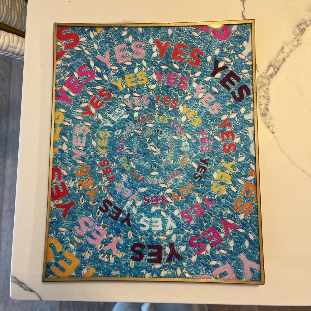 YES YES YES limited edition Ashley Longshore Glass Deco Tray